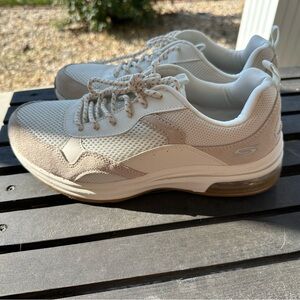 Skechers White and Cream Athletic Shoes